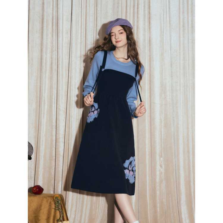 ������� ĬȾʱ�� ���տ�ƴɫ��֯����ȹ �ﶬ������ ȹ��283Ԫ