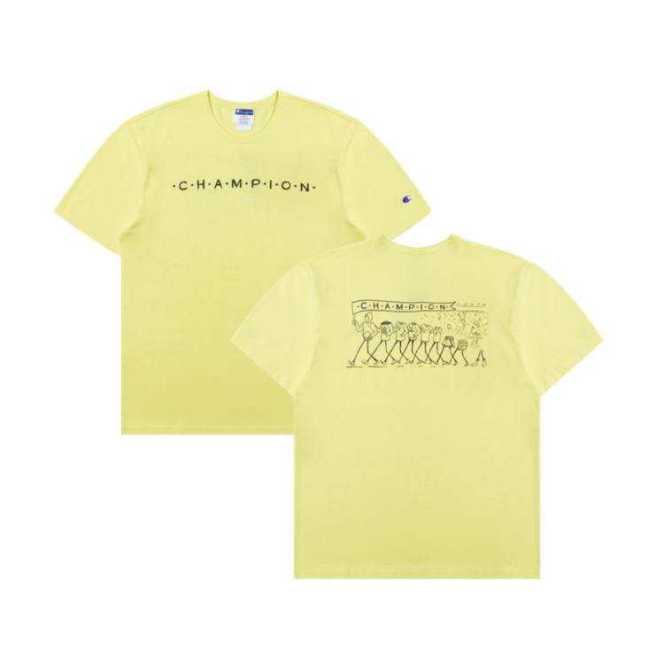 Champion 【品牌直营】休闲时尚男女款卡通印花logo圆领短袖t恤 In Yellow