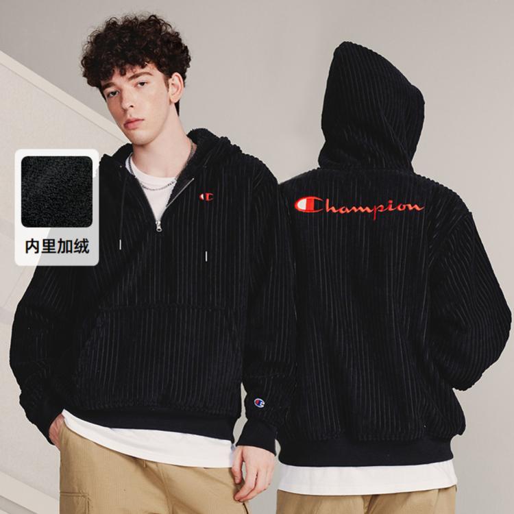 CHAMPION Champion 【品牌直营】秋冬灯芯绒厚款开衫连帽卫衣