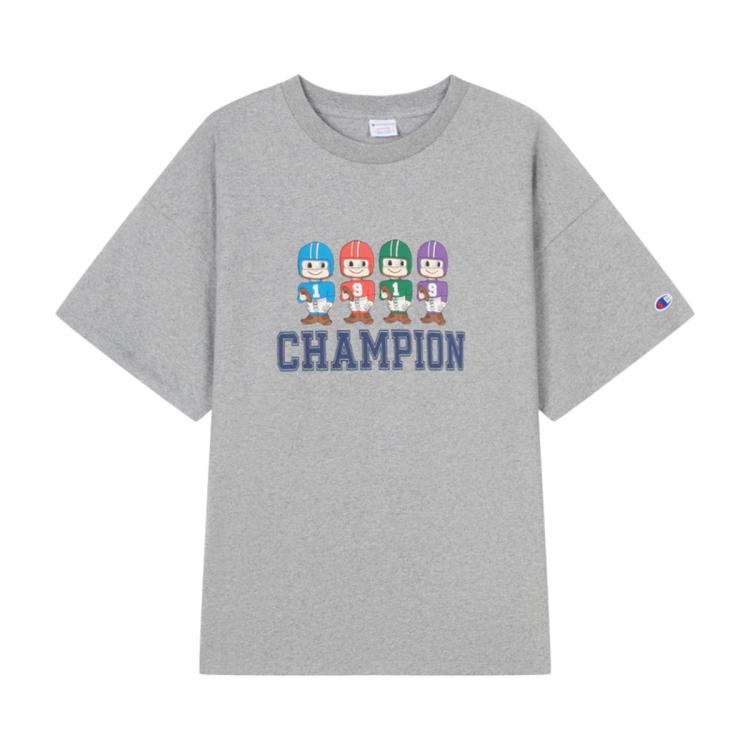 Champion 【品牌直营】橄榄球系列夏季男式短袖t恤休闲印花圆领宽松 In Gray