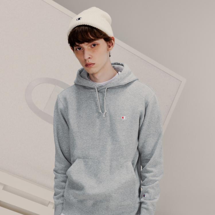 CHAMPION Champion 【品牌直营】秋冬休闲时尚轻薄抓绒简约经典百搭圆领连帽卫衣