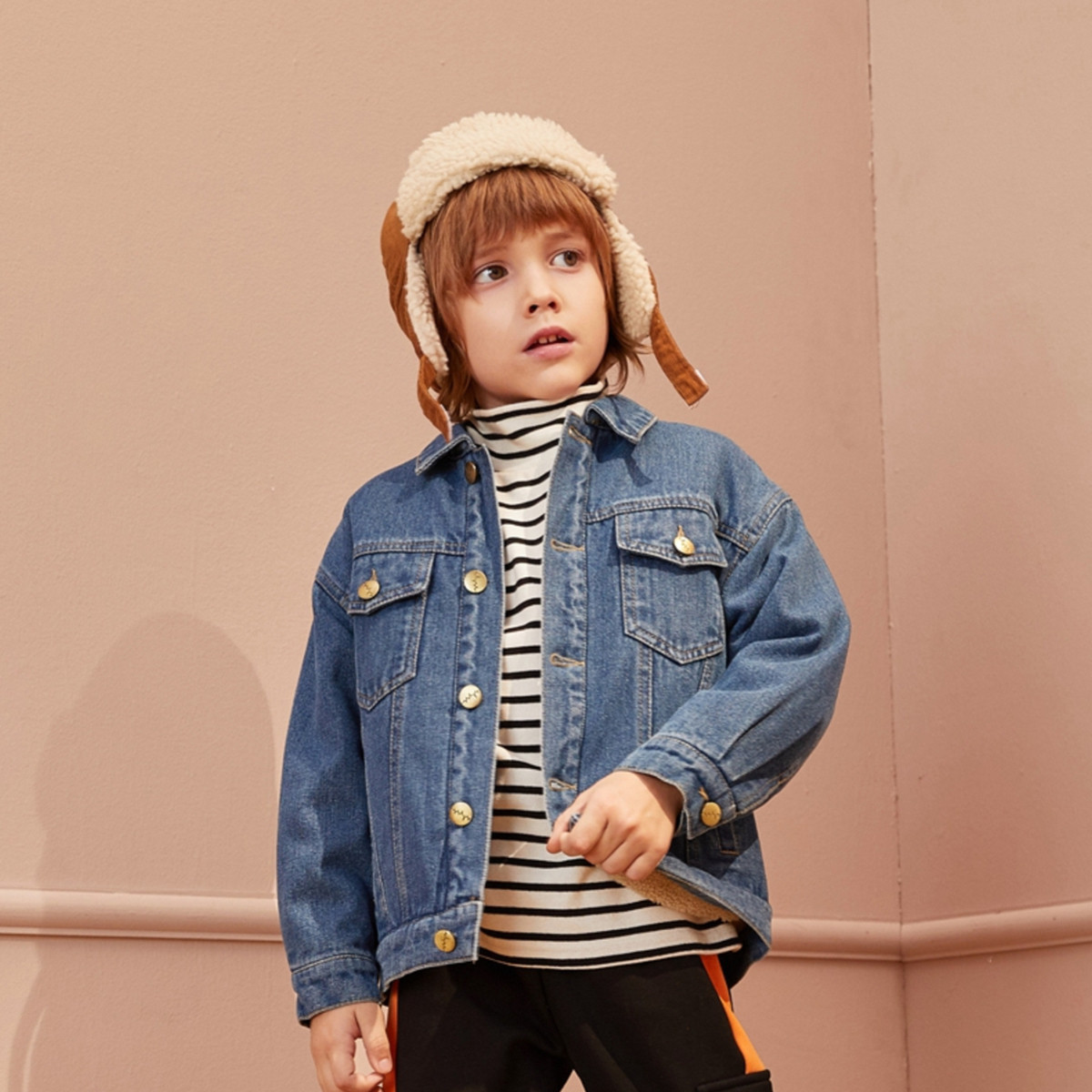巴拉巴拉旗下儿童外套2019年新品中大童羊羔绒男童牛仔外套