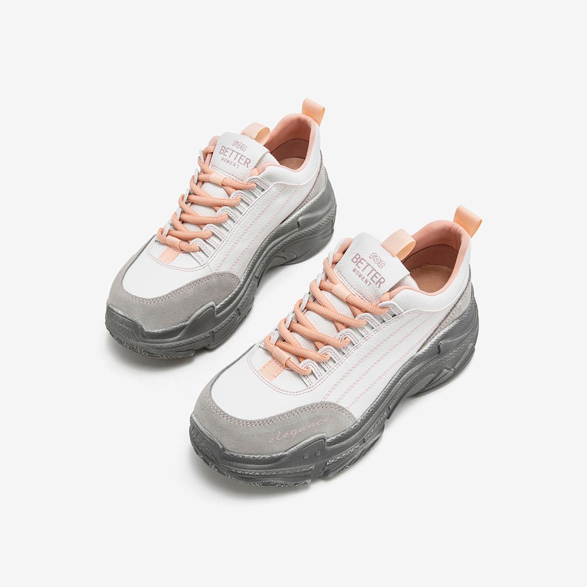 门店直发-百思图basto女鞋包专场 百思图 2019春季专柜同款白/粉系带