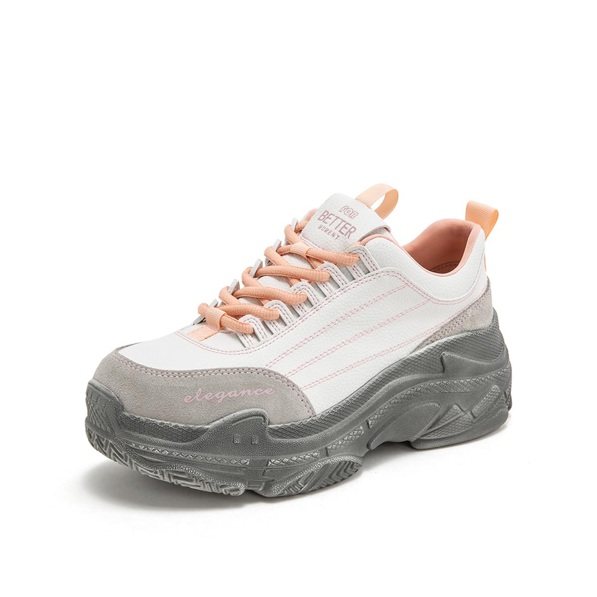 门店直发-百思图basto女鞋包专场 百思图 2019春季专柜同款白/粉系带