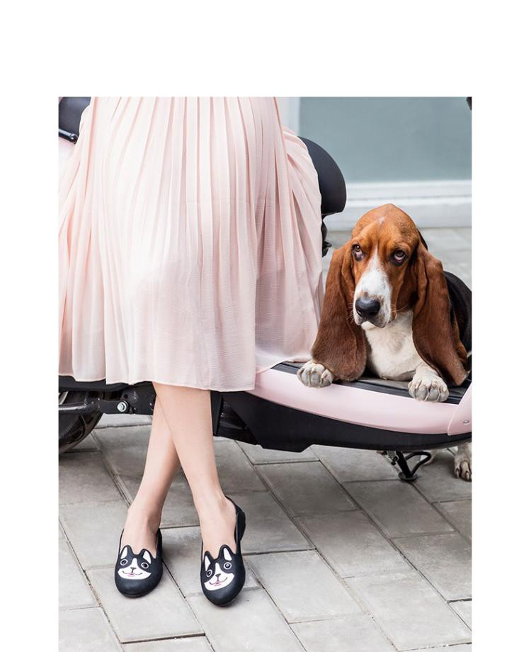 暇步士2018春季新款专柜同款浅口女狗狗鞋黑色