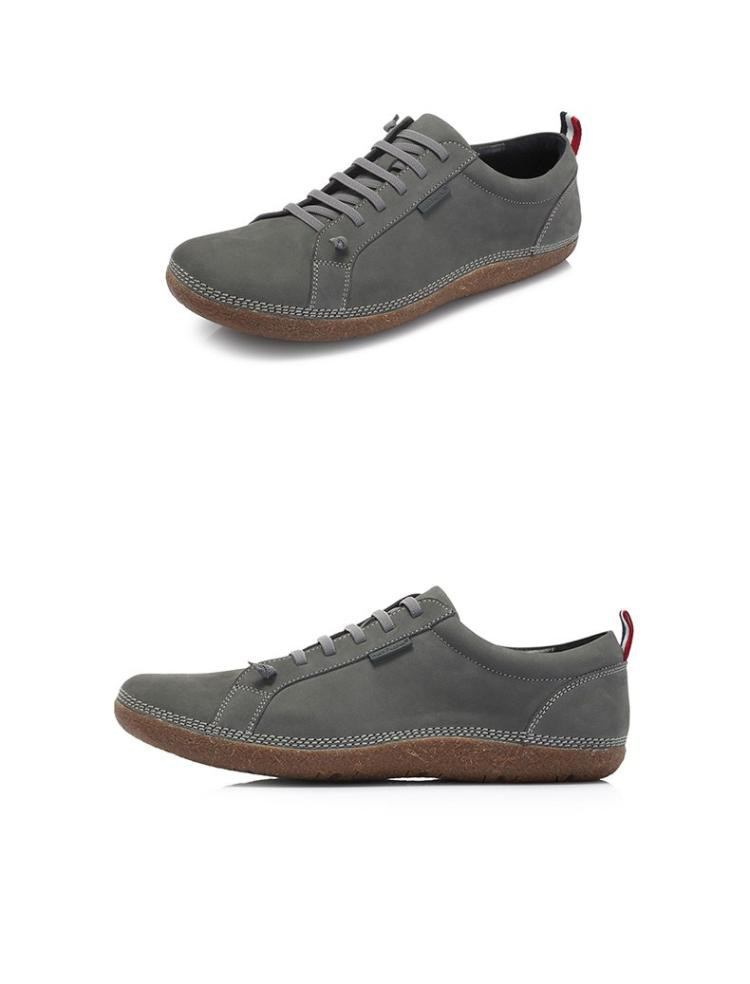 暇步士2018秋季新款专柜同款磨砂牛皮革男休闲鞋灰色