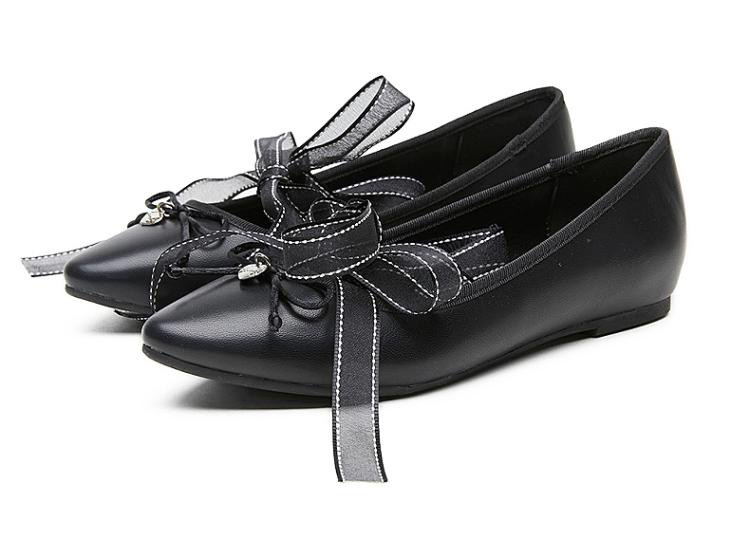 15mins15分钟pu尖头平底甜美芭蕾舞鞋单鞋女b8l1dcq7黑色