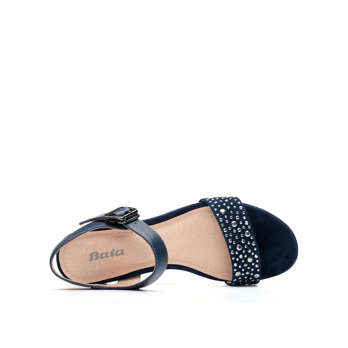 bata拔佳夏季女鞋水钻优雅舒适坡跟增高一字带女凉鞋