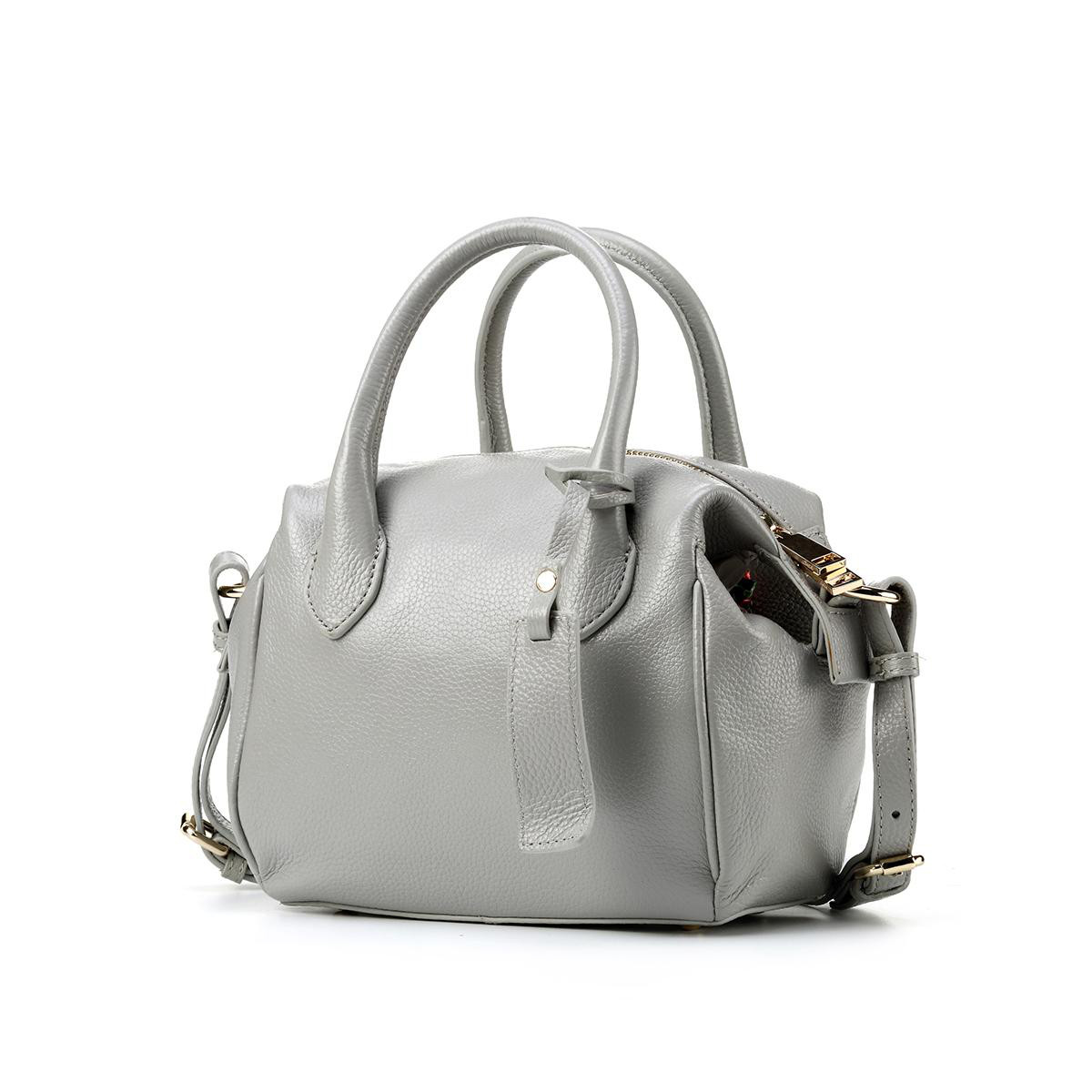 【唯品会】 batabata【优质牛皮革】灰色时尚女士手提包单肩包两用包