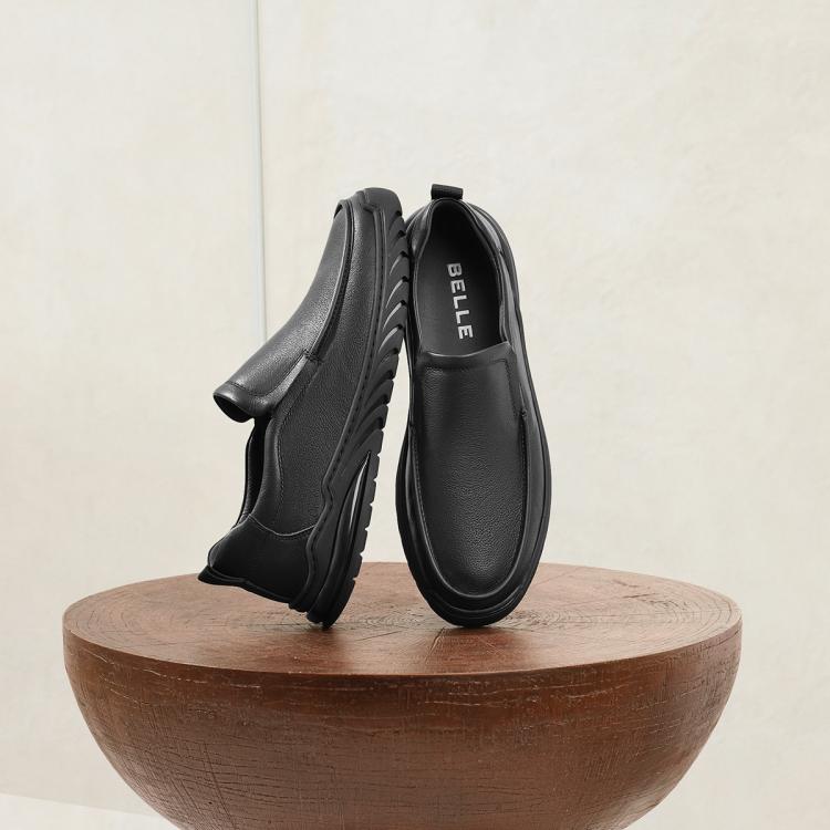 BELLE 【品质爆款】百丽男鞋轻便舒适真皮商务鞋秋牛皮革套脚休闲皮鞋