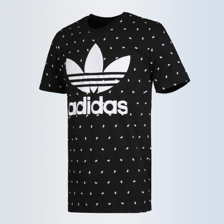 adidas 三叶草 trefoil tee 男士黑色短袖t恤