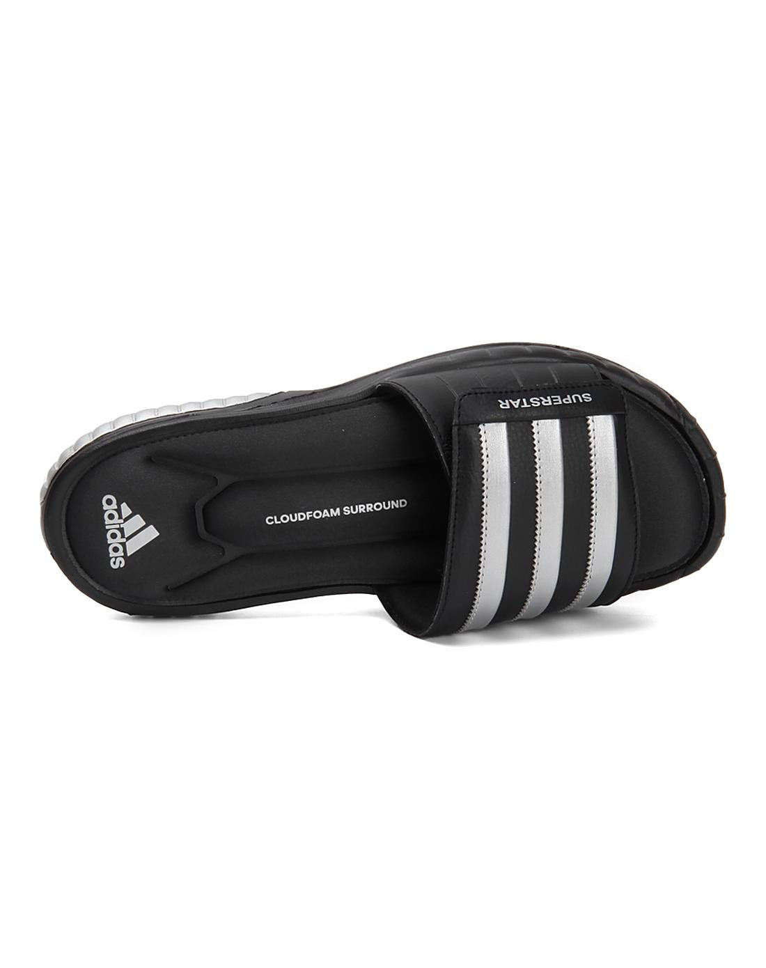 阿迪达斯 adidas superstar 3g slide 男子黑色配银金属色凉鞋/拖鞋