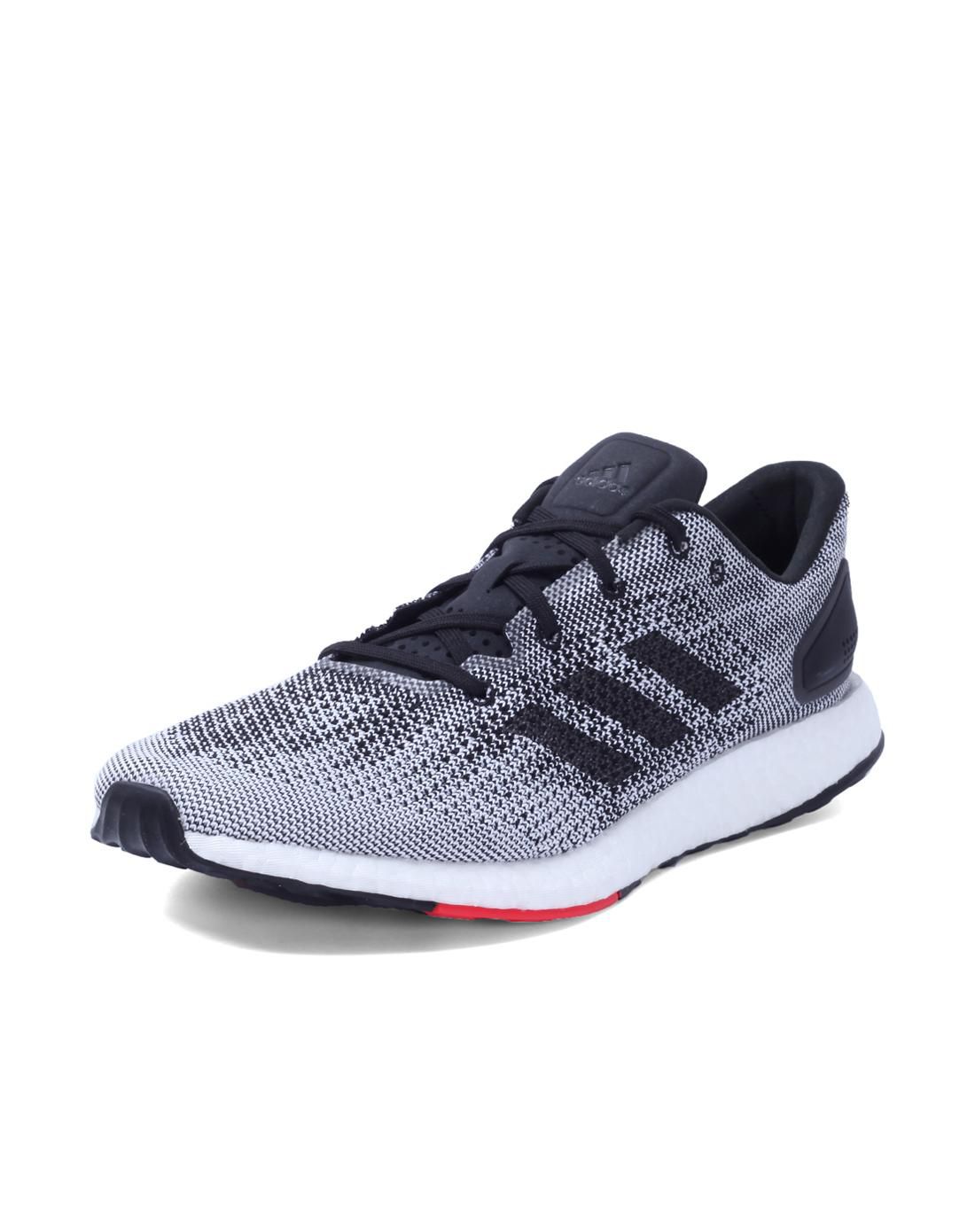 阿迪达斯 adidas pureboost dpr 男女款黑色配亮白色跑步鞋 彭于晏