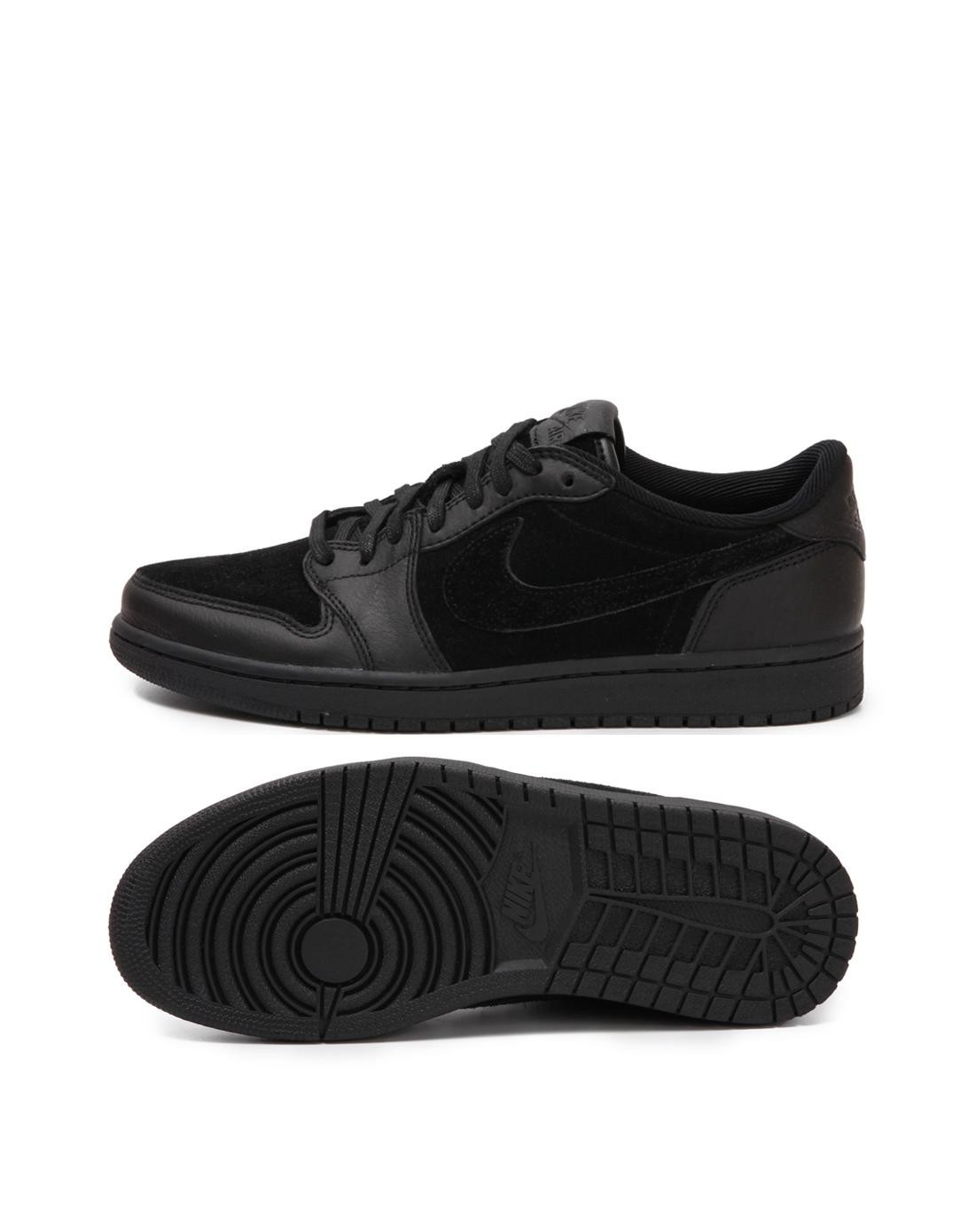 耐克nike air jordan 1 low prem 男子黑色篮球鞋