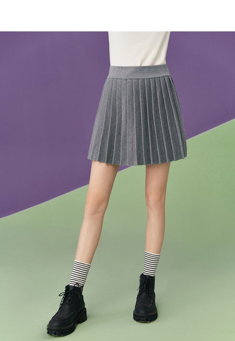 阔色2018秋冬新款韩版女学生纯色打底百褶裙短款a字裙半身裙