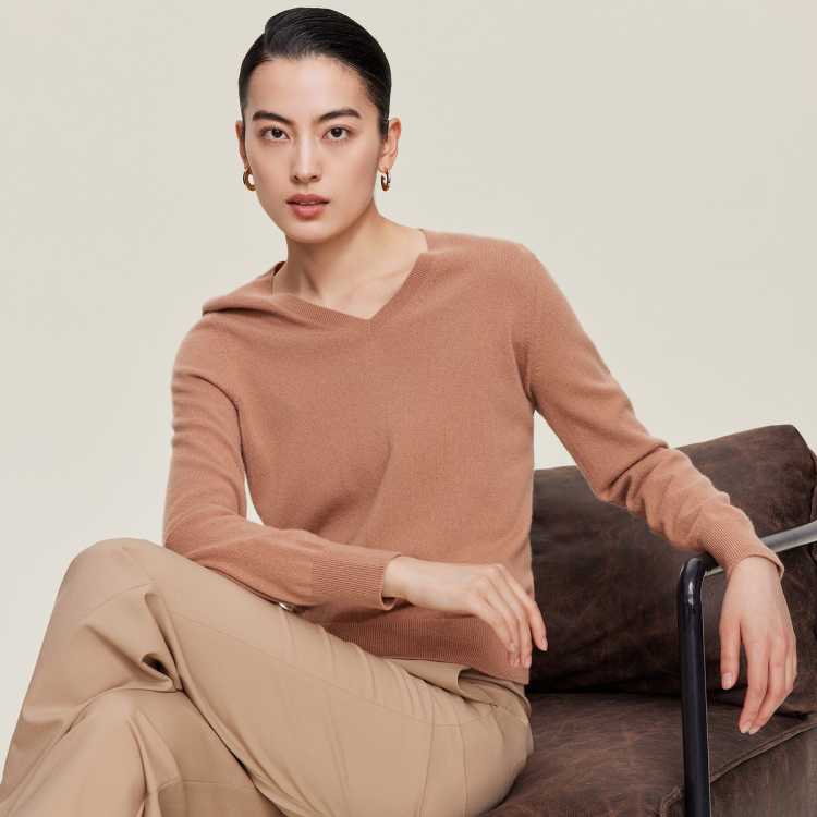 鄂尔多斯 【断码出清】鄂尔多斯1980 纯羊绒V领女套衫羊绒衫打底衫