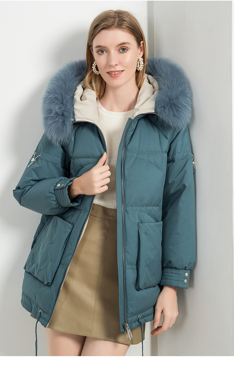 羽绒服女中长款2020新款中老年冬装时尚大毛领宽松外套