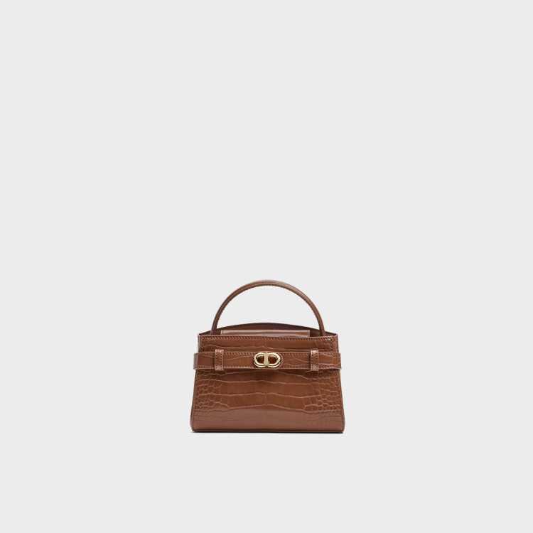 CHARLES&KEITH 赵今麦同款鳄鱼纹手提凯莉包斜挎包CK2-50270880-1