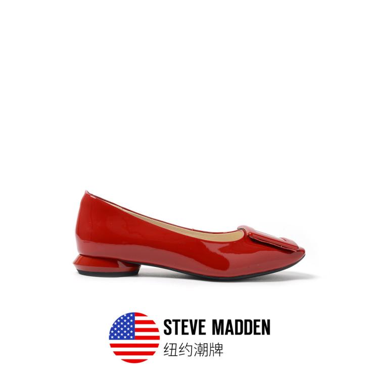 Steve Madden 思美登春夏季季方头浅口低跟通勤单鞋女isadora In Red