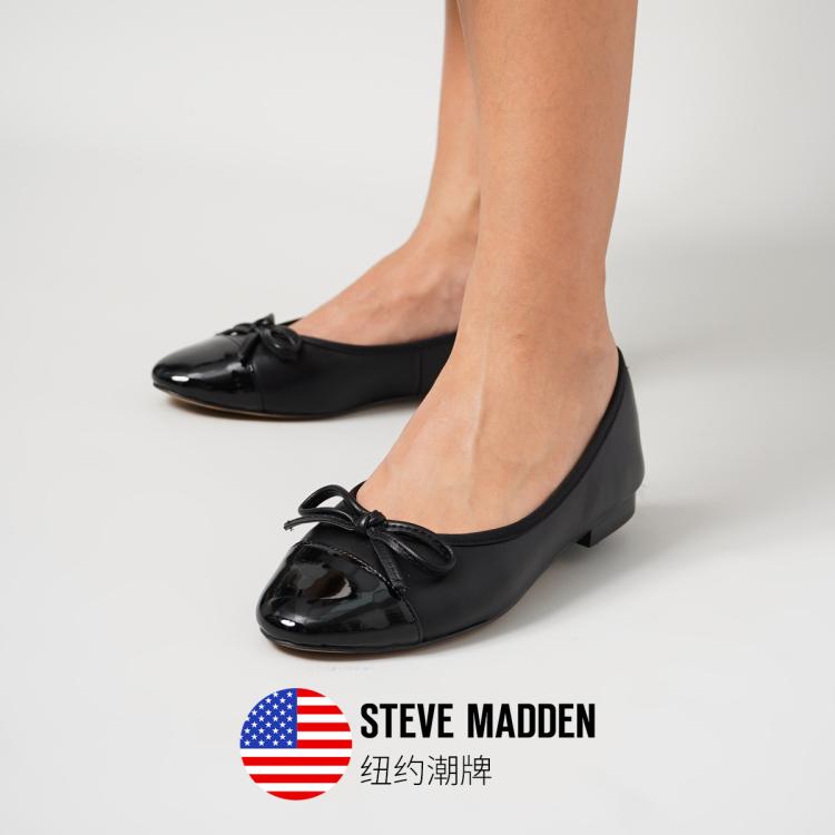 Steve Madden 思美登拼色小香风蝴蝶结复古芭蕾鞋通勤鞋女鞋 Ellison In Black
