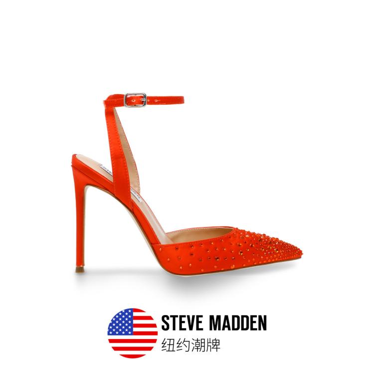 Steve Madden 思美登2023新款性感细跟一字式尖头包头高跟鞋 Revert In Orange