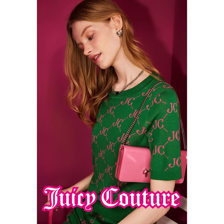 JUICY COUTURE Juicy Couture 橘滋25春新款编织春天复古回潮提花短袖针织衫女