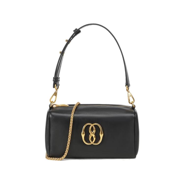 Bally Black Leather Emblem Rox Shoulder Bag In Black