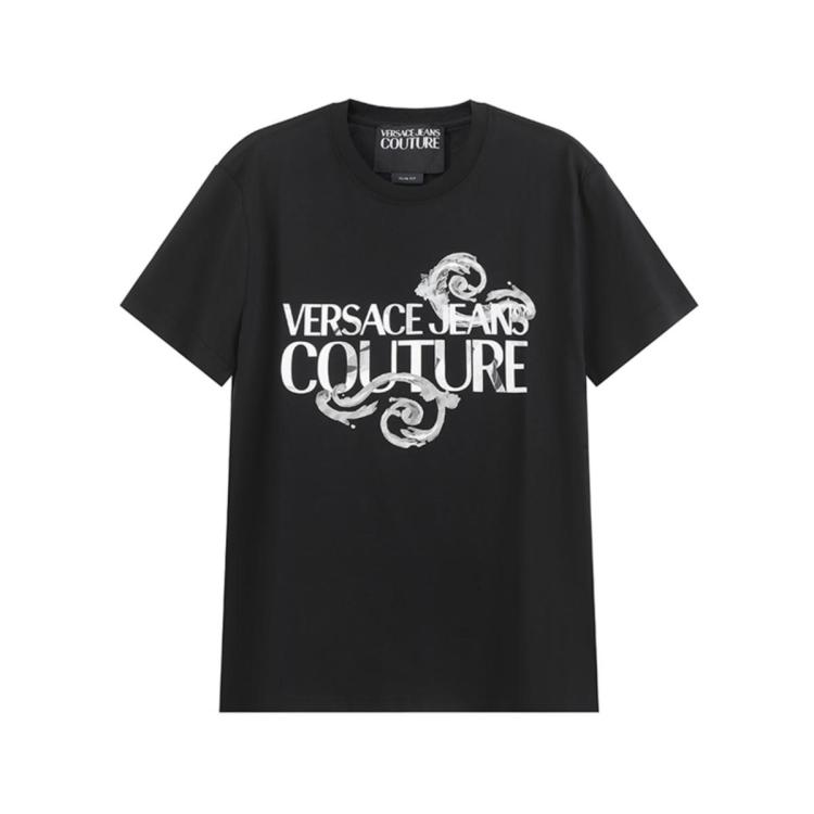 Versace Jeans Couture 男士棉质圆领短袖t恤 76gahg00 Cj00g In Black