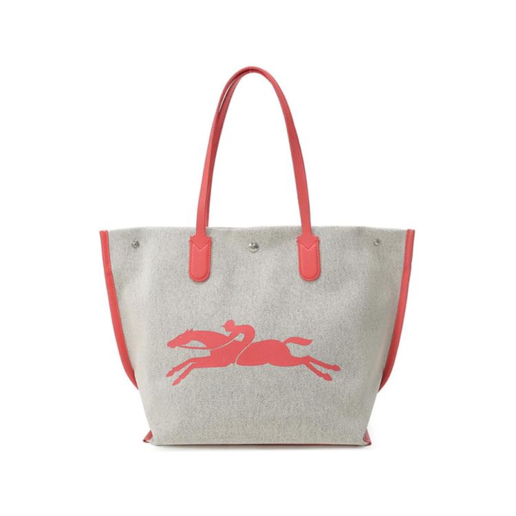 Longchamp 女士essential Toile系列手提单肩包托特包购物袋 In Gray