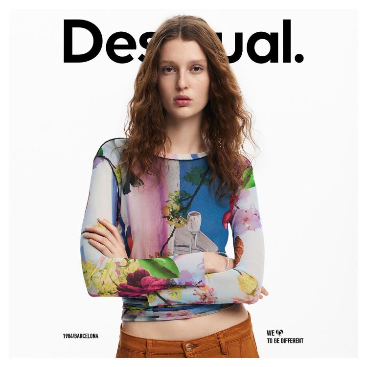 Desigual 【lacroix设计师联名】24秋冬修身弹力印花女式t恤 In Multi