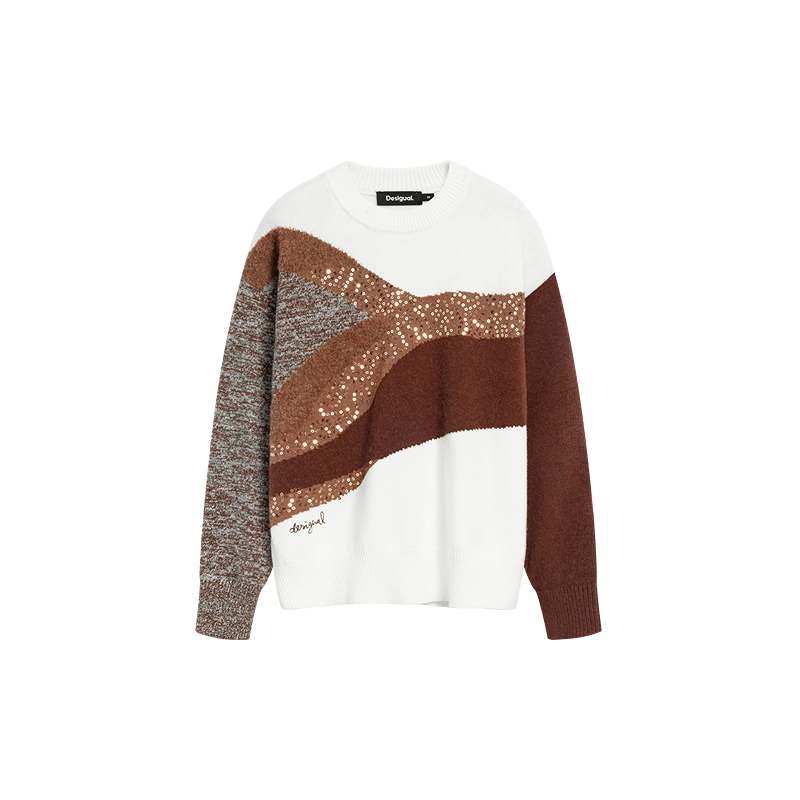 DESIGUAL ��������ʱ����Ʒ����ë���ƴ����Ƭ�ỨŮʿ��֯��