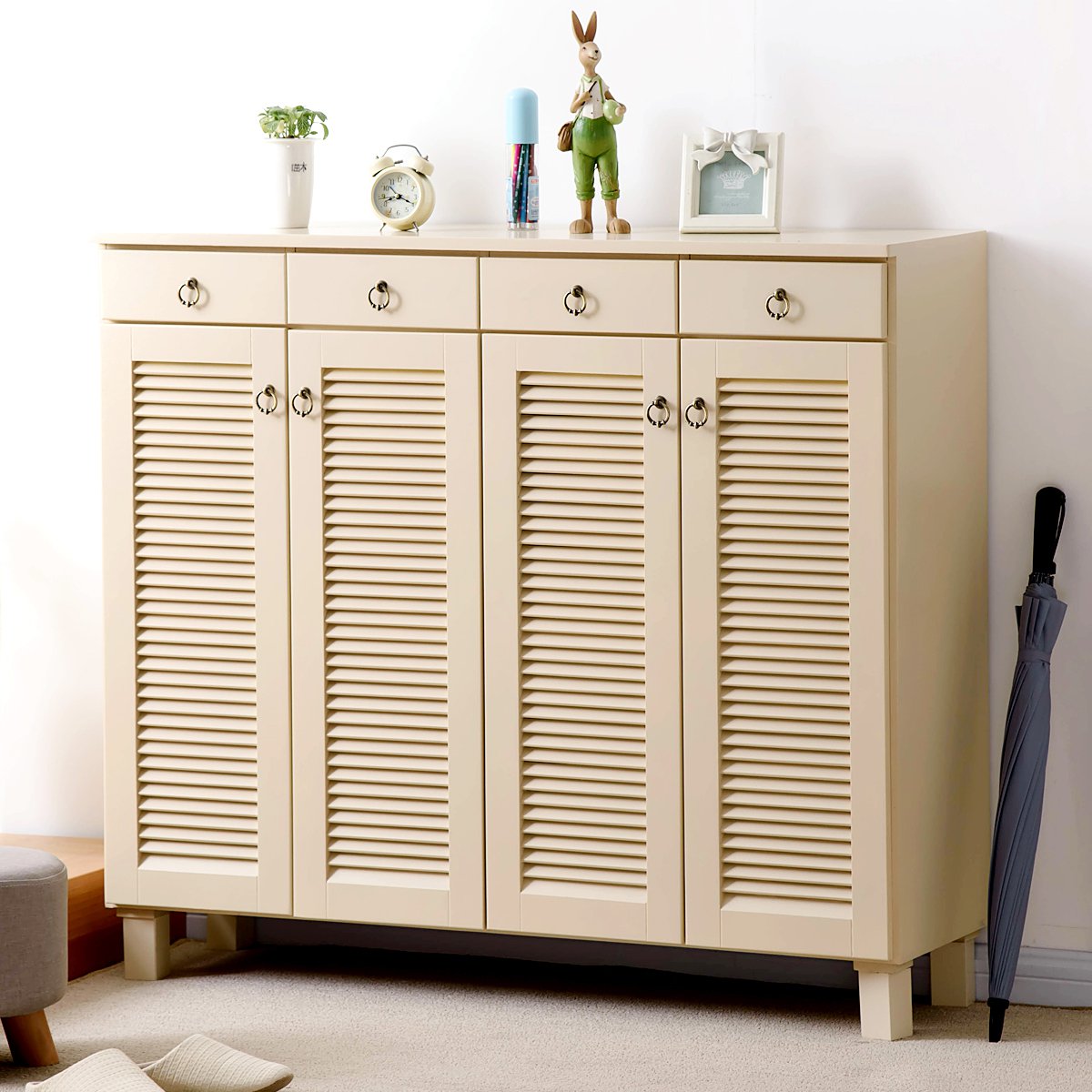 实木松木鞋柜简约现代门厅柜多层储物柜大容量对开门整装鞋柜门口鞋柜