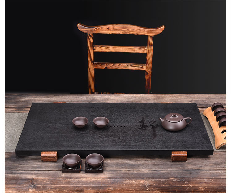 功夫茶具家用乌金石变色茶盘简约大号小号方形茶台茶海茶托盘