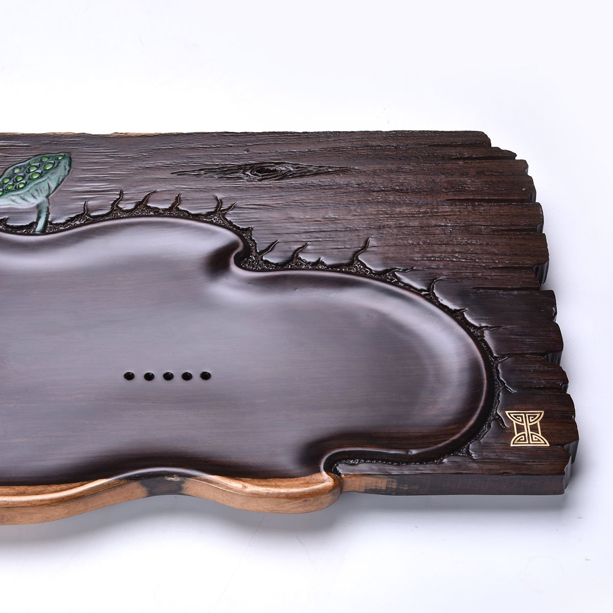 茶盘家用黑檀木整块实木茶盘黑紫檀茶盘托盘茶台原木复古