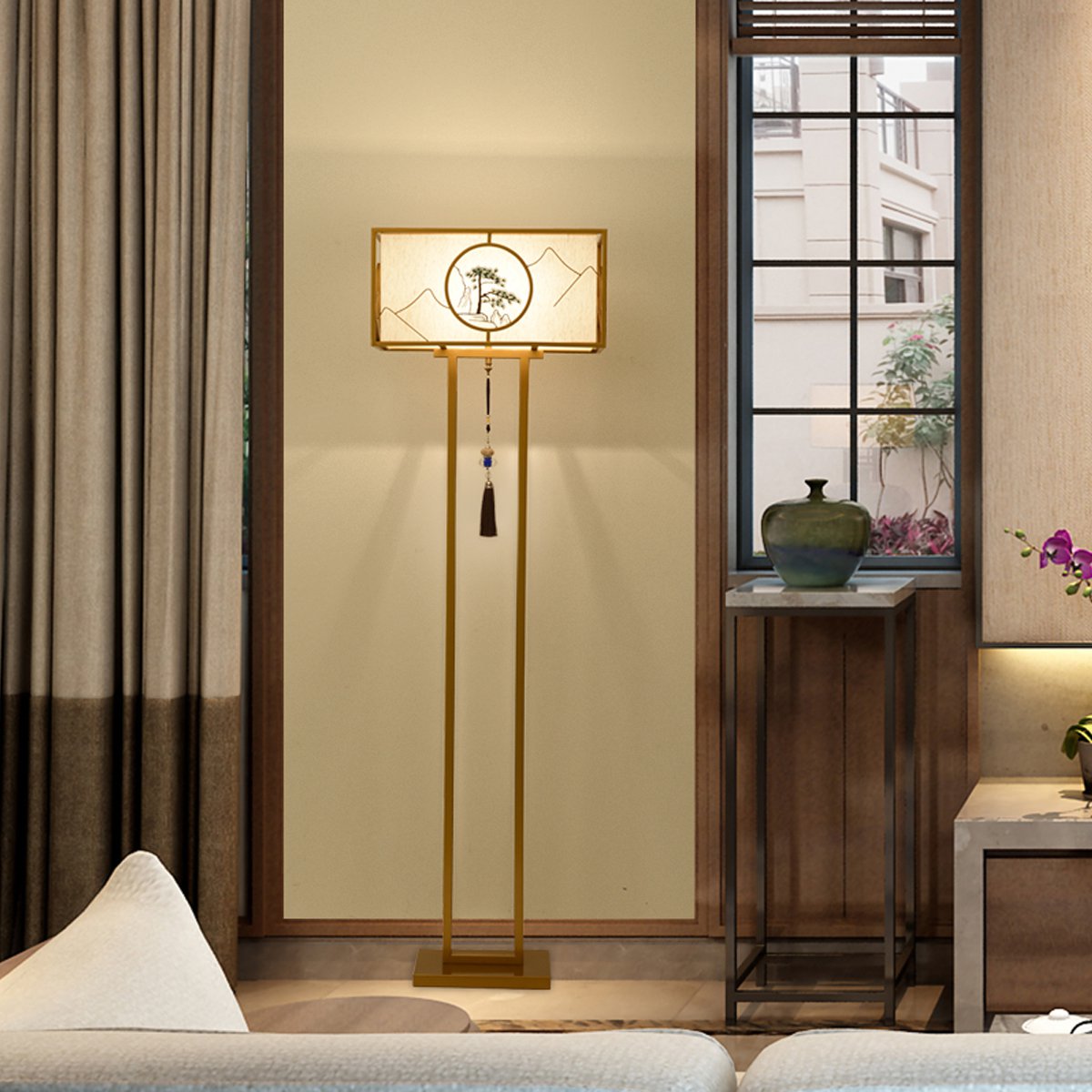 现代新中式禅意落地灯中国风客厅古典书房led地灯卧室铁艺灯
