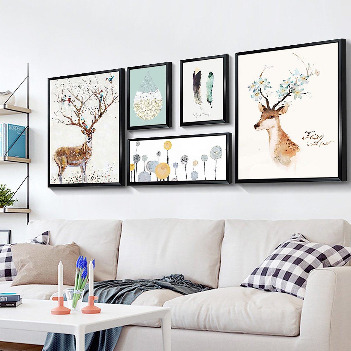 福鹿生财 北欧现代简约客厅沙发背景墙壁画餐厅挂画卧室床头装饰画