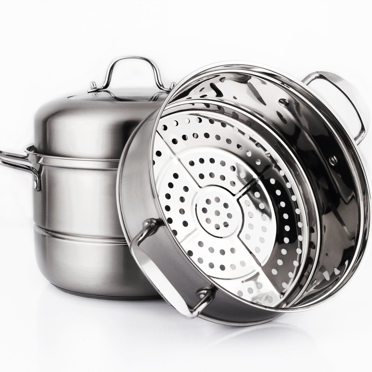 德国omilan不锈钢304蒸锅 多层加厚汤锅燃气灶电磁炉通用家用蒸汤锅