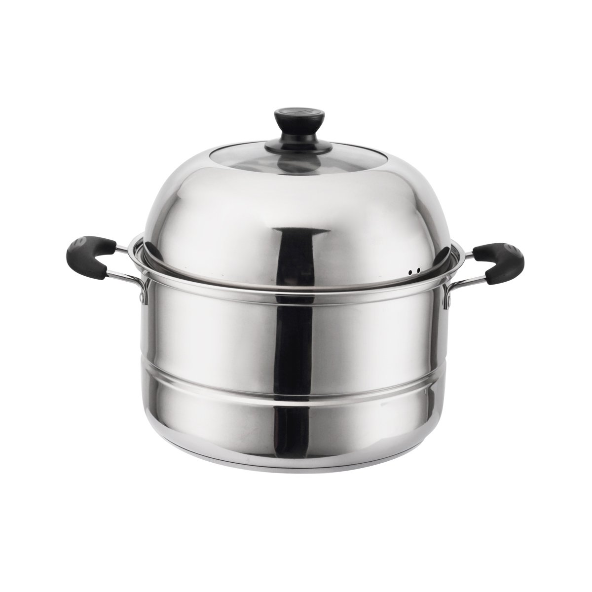 omilan不锈钢304蒸锅电磁炉燃气炉通用汤锅加厚复底蒸汤锅