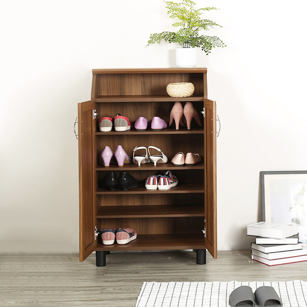 鞋架简约组合大容量收纳柜门厅创意小户型现代木质双开门鞋柜 hnb