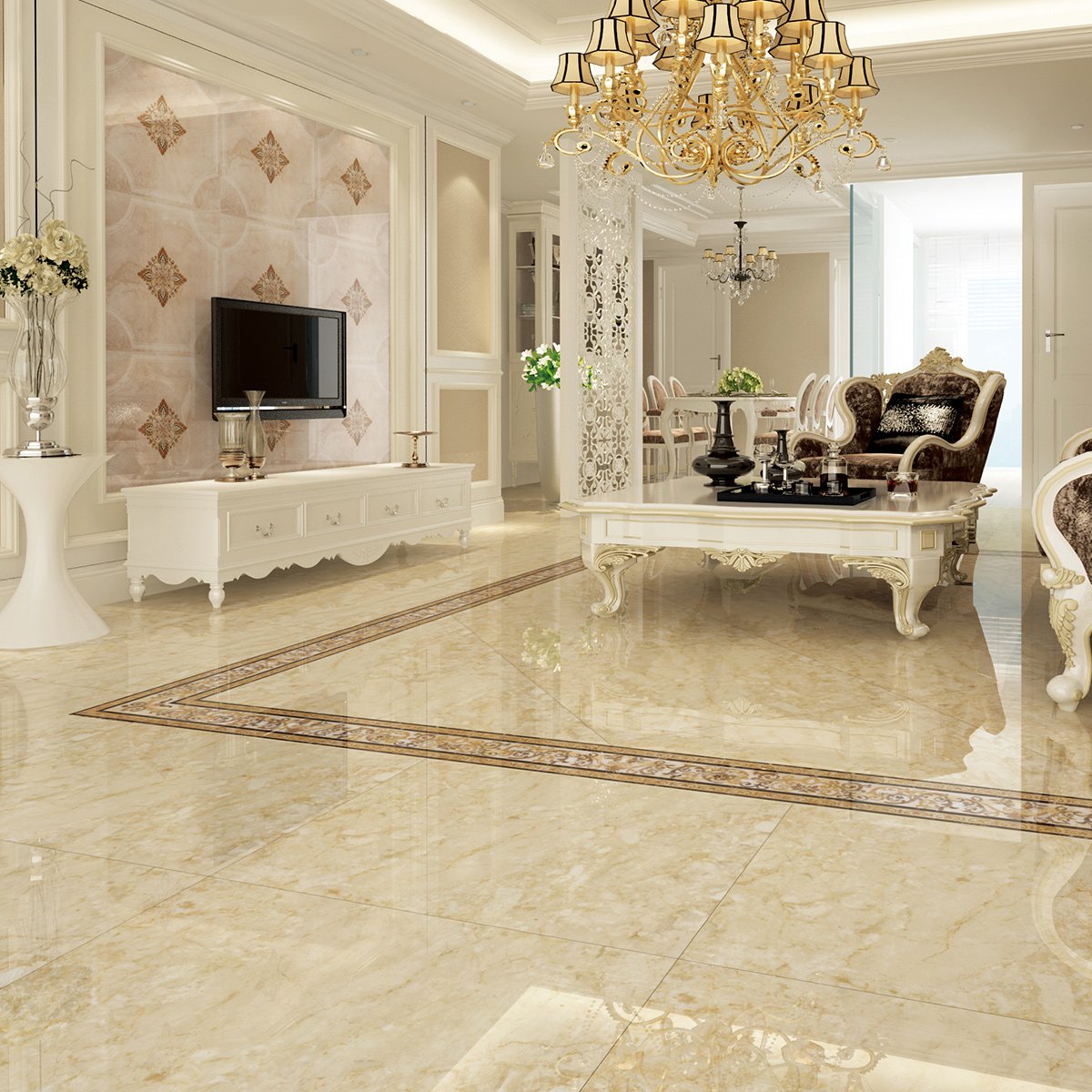 瓷砖800x800客厅地砖欧式微晶石电视背景墙砖m8b63