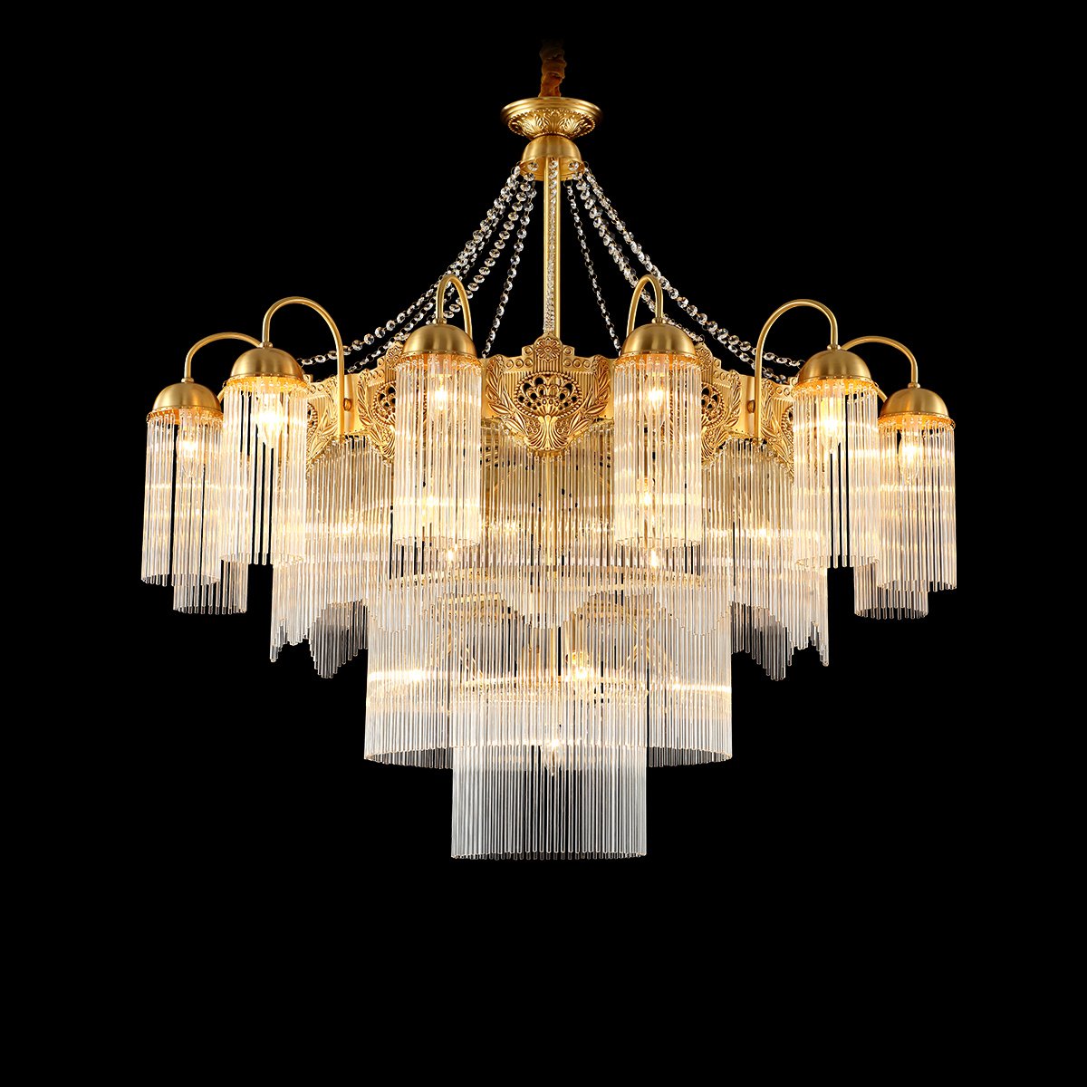 全铜欧式水晶吊灯客厅灯法式奢华复式楼别墅灯酒店大厅餐厅灯