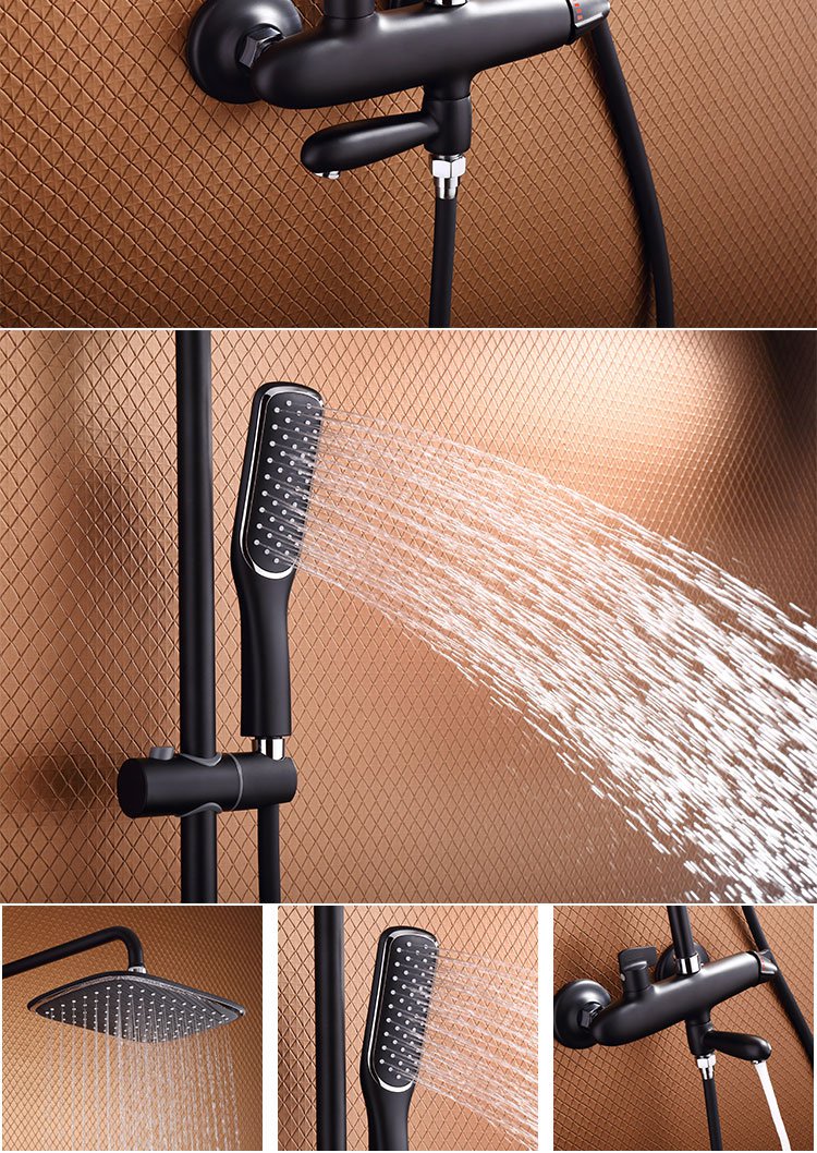 潜水艇可升降花洒方形顶喷带水龙头精铜花洒冷热淋浴双出水花洒套装