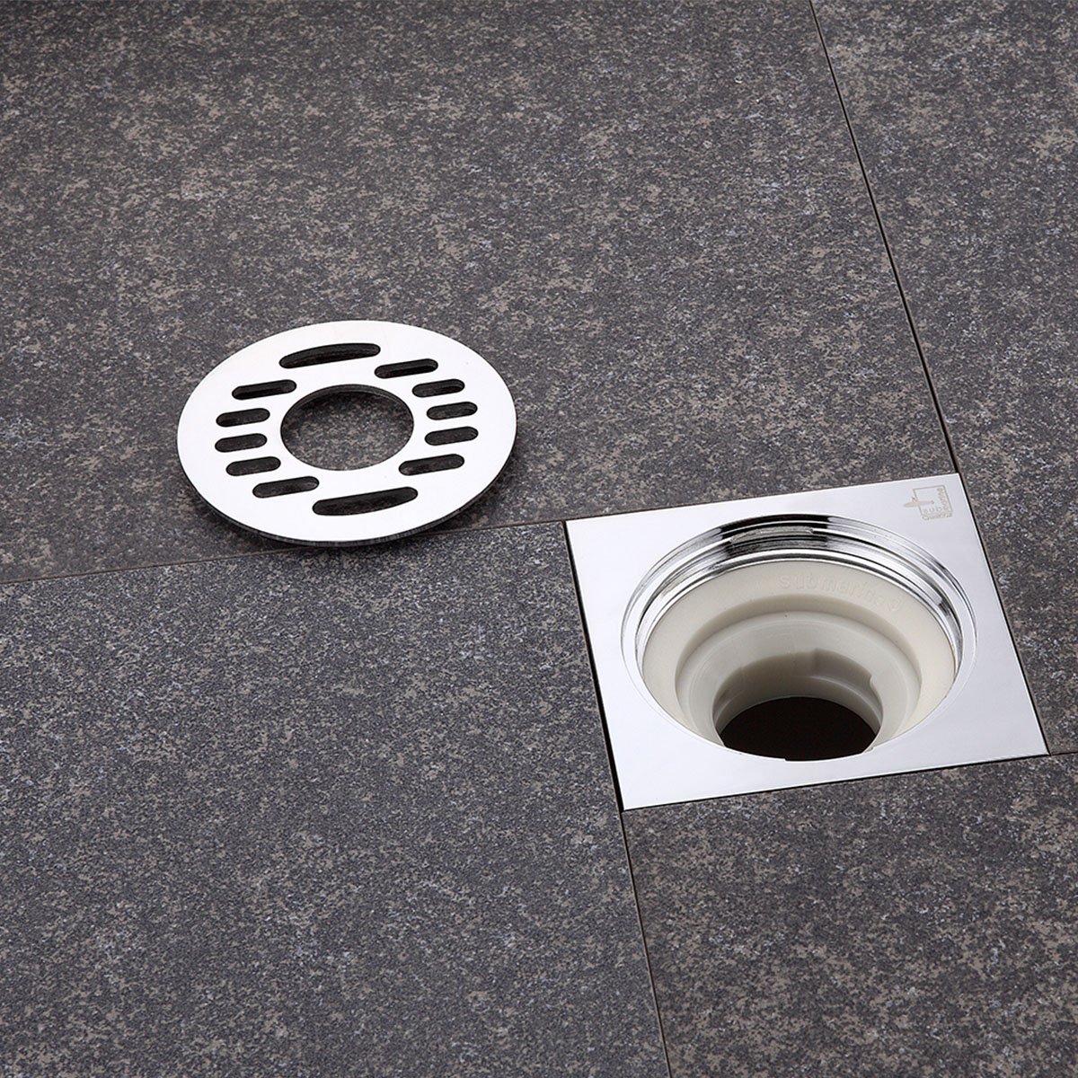 潜水艇铜质自动密封铜镀铬镜面防臭地漏淋浴地漏洗衣机地漏