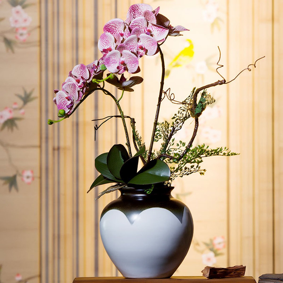 新中式家居客厅假花摆设绢花花瓶花艺套装装饰花蝴蝶兰仿真花摆件