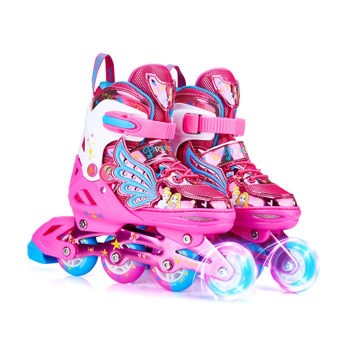 错误-迪士尼儿童溜冰鞋8轮全闪光可调长短男女儿童轮滑旱冰鞋全套装
