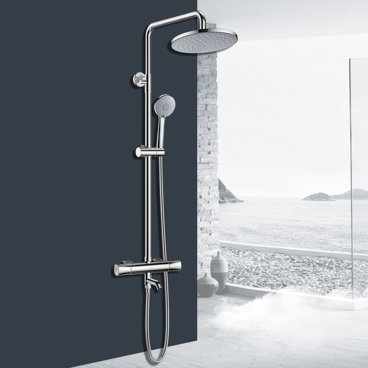 箭牌卫浴(arrow)智能恒温淋浴花洒套装 增压可升降花洒喷头