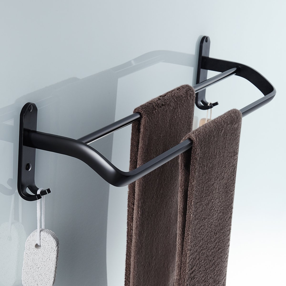 贝凯 毛巾架太空铝浴巾架卫浴五金浴室挂件免打孔厕所卫生间置物架