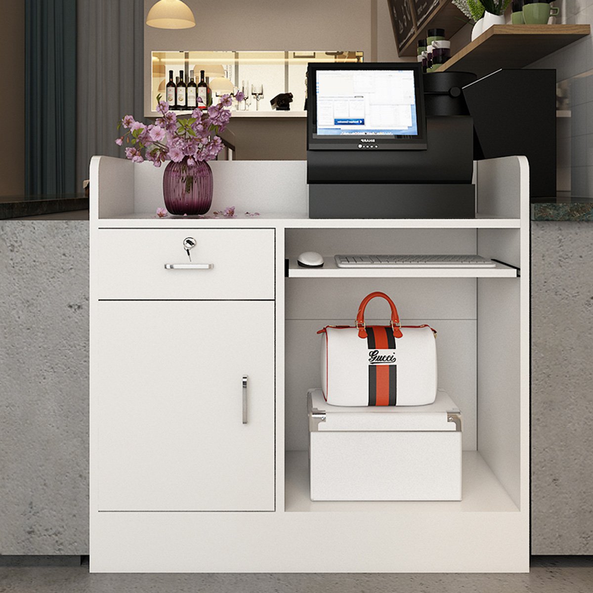 哈骆顿(halodn)时尚收银台办公前台桌柜台收银柜吧台小柜台迎宾接待台