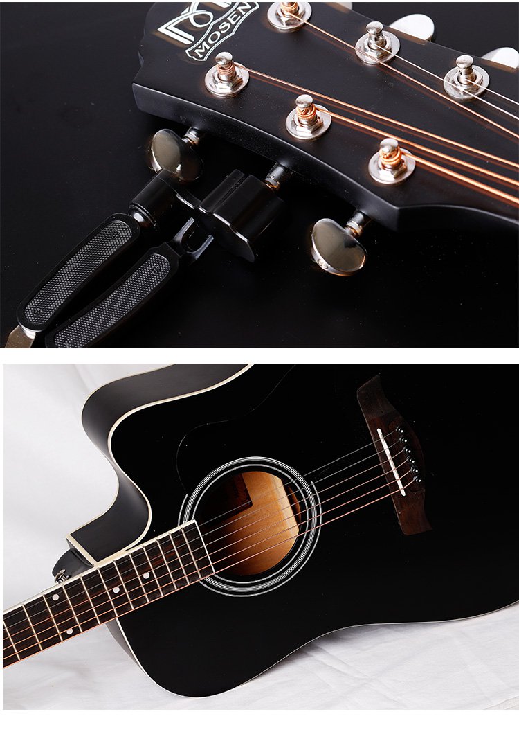莫森(mosen)dc41bkm民谣缺角木吉他初学入门乐器41寸弹唱伴奏酷黑色