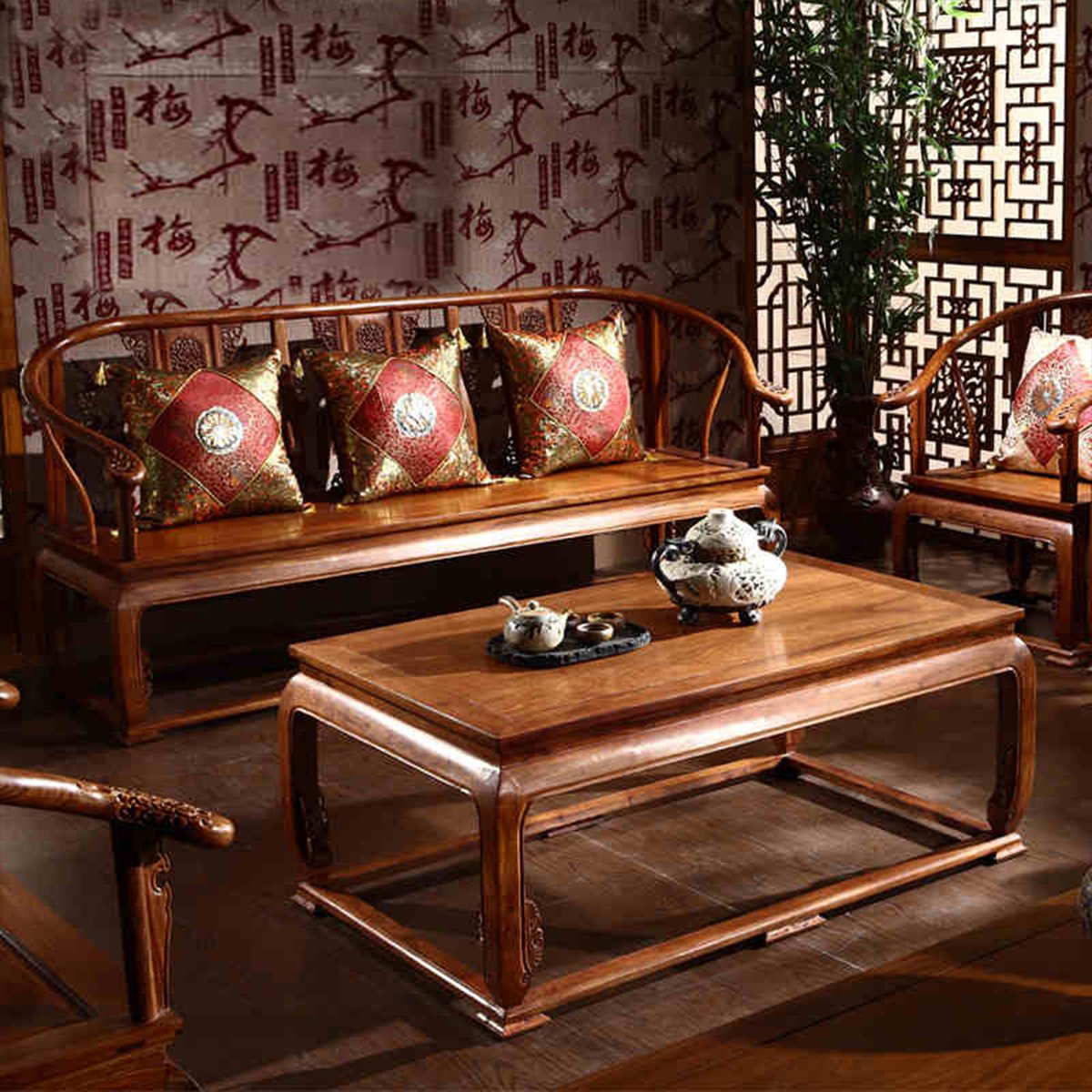 明清仿古中式实木宫廷沙发组合客厅家具 皇宫椅沙发